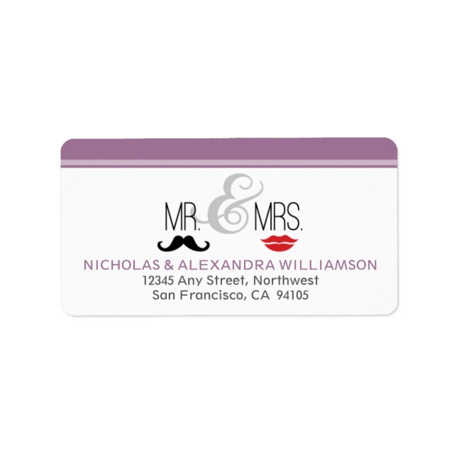 Mr. & Mrs. Wedding Return Address Labels (lilac) (Front)