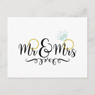 Mr & Mrs Wedding Rings Postcard