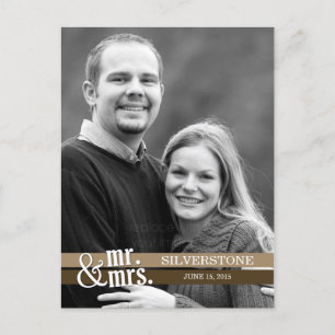 Mr. & Mrs. Wedding Thank You Card - Brown