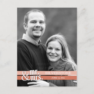 Mr. & Mrs. Wedding Thank You Card - Peach