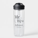 Mr & Mrs Wedding with Name & Date Water Bottle<br><div class="desc">These custom Mr and Mrs water bottles make great wedding favours!</div>