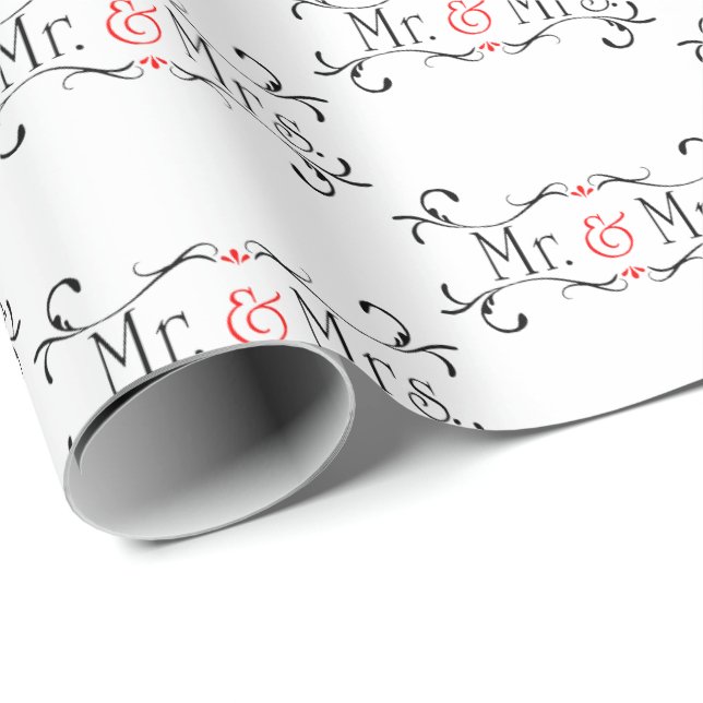 Mr & Mrs wedding Wrapping Paper (Roll Corner)