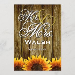 Mr & Mrs Western Sunflower Wedding Invitations