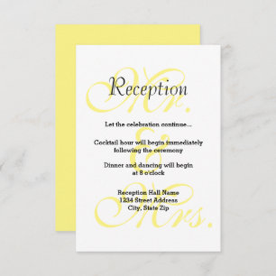 Mr. & Mrs. Yellow - Reception Invitation