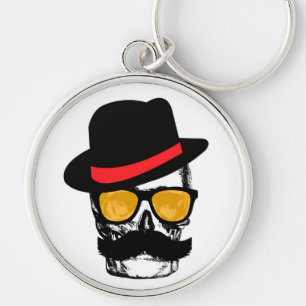 Mr Mustach calavera with style Key Ring
