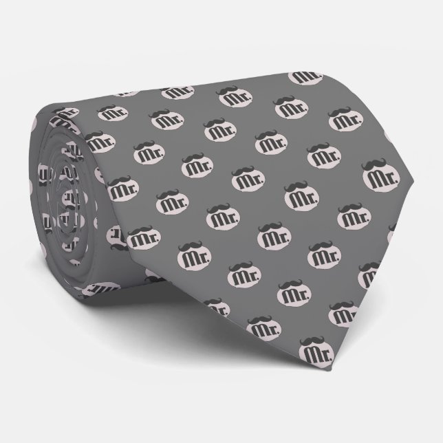 Mr. Mustache Retro Vintage Hipster Gifts Tie (Rolled)