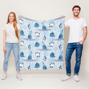 Mr. Narwhal Blue Snowflake Pattern Fleece Blanket