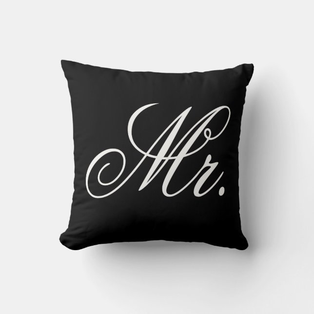 Mr. newlywed groomtypography black and white cushion (Front)