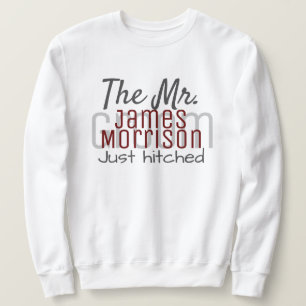 Mr. Newlywed Modern Maroon Script Wedding Sweatshirt