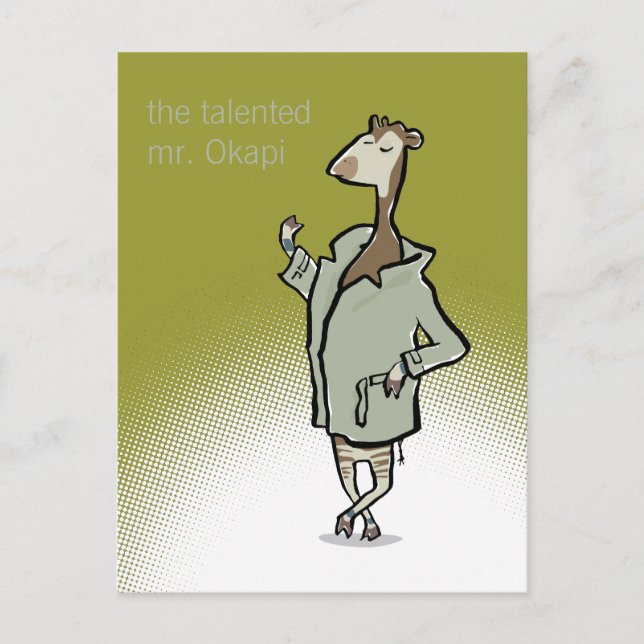 Mr. Okapi (customizeable text) Postcard (Front)