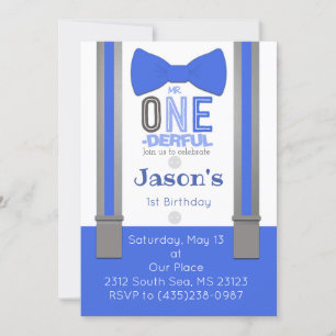 Mr. One-derful Birthday Invitation