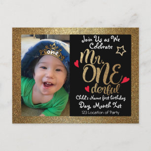 Mr One-derful Birthday Invites