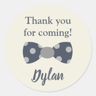 Mr One derful navy and grey bow tie Classic Round Sticker