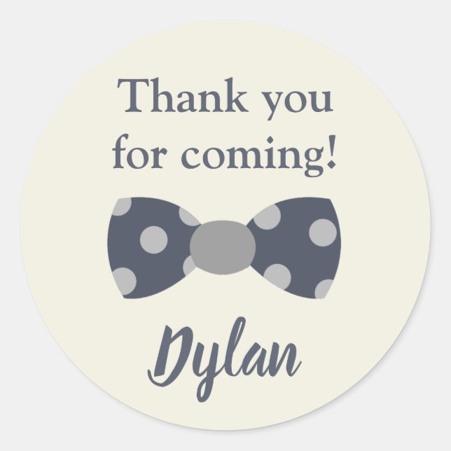 Mr One derful navy and grey bow tie Classic Round Sticker (Front)