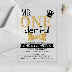 Mr. ONEderful 1st Birthday Acrylic Invitations