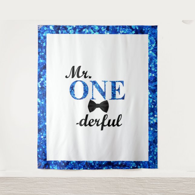 Mr. Onederful 1st Birthday Backdrop Tapestry (Front)