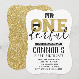 Mr Onederful 1st Birthday Invitation