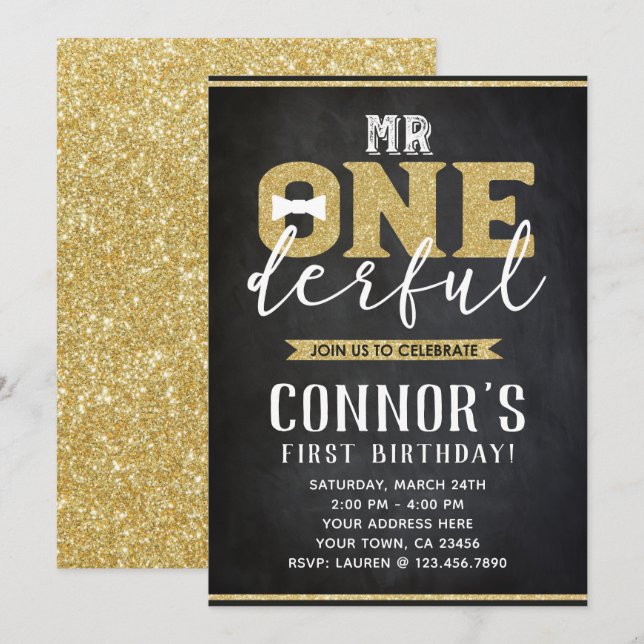 Mr Onederful 1st Birthday Invitation (Front/Back)