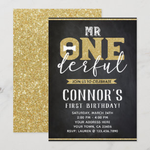 Mr Onederful 1st Birthday Invitation