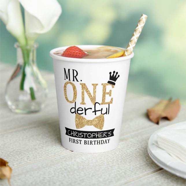 Mr. ONEderful 1st Birthday Paper Cups (Insitu)