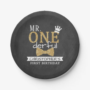 Mr. ONEderful 1st Birthday Paper Plate
