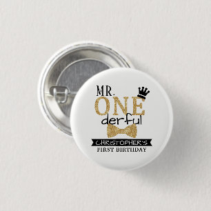 Mr. ONEderful 1st Birthday Party Favour 3 Cm Round Badge