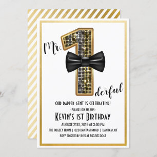Mr. Onederful 1st Birthday Party Invitation