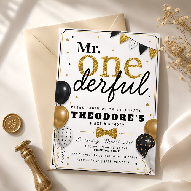 Mr. ONEderful 1st Birthday Party Invitation (Creator Uploaded)