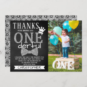 Mr. ONEderful 1st Birthday Photo Thank You Card