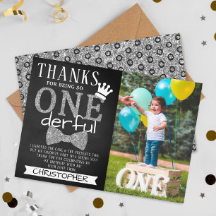 Mr. ONEderful 1st Birthday Photo Thank You Card