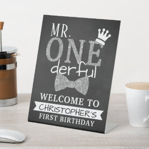 Mr. ONEderful 1st Birthday Welcome Pedestal Sign