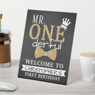 Mr. ONEderful 1st Birthday Welcome Pedestal Sign