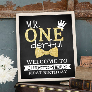 Mr. ONEderful 1st Real Foil Birthday Welcome Sign
