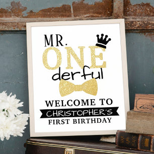 Mr. ONEderful 1st Real Foil Birthday Welcome Sign