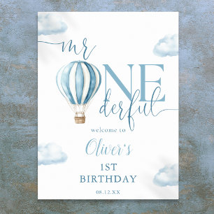 Mr Onederful Balloon Boy 1st Birthday Welcome Poster