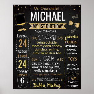 Mr Onederful Birthday board Poster
