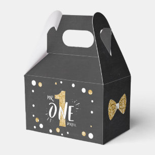 Mr Onederful Birthday Favour Box Bow Tie Black