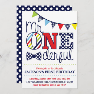Mr. ONEderful Birthday Invitation