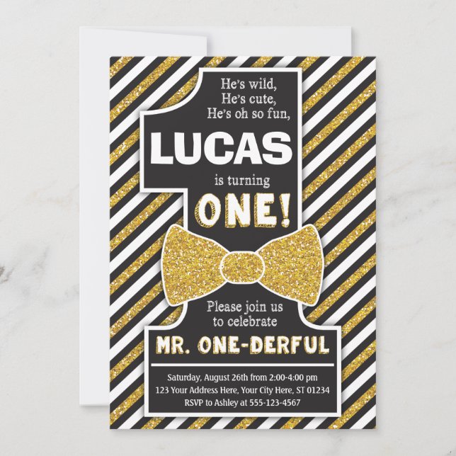 Mr. ONEderful Birthday Invitation (Front)