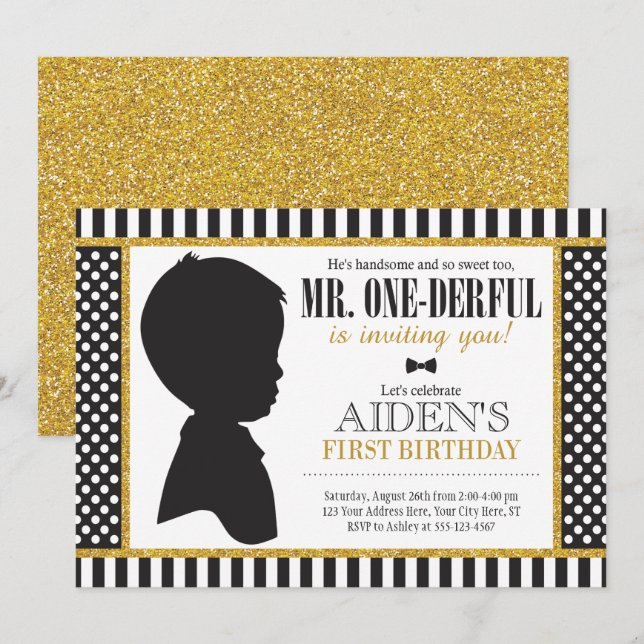 Mr. ONEderful Birthday Invitation (Front/Back)