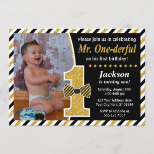 Mr. ONEderful Birthday Invitation with Photo