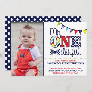 Mr. ONEderful Birthday Invitation with Photo
