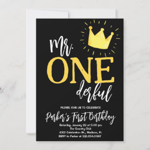 Mr. Onederful Birthday Party Invitation