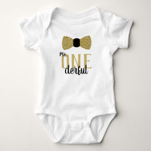 Mr ONEderful Birthday Shirt in Black and Faux Gold