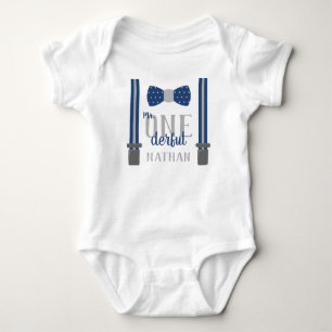 Mr ONEderful Birthday Shirt in Blue and Grey