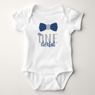 Mr ONEderful Birthday Shirt in Blue and Grey