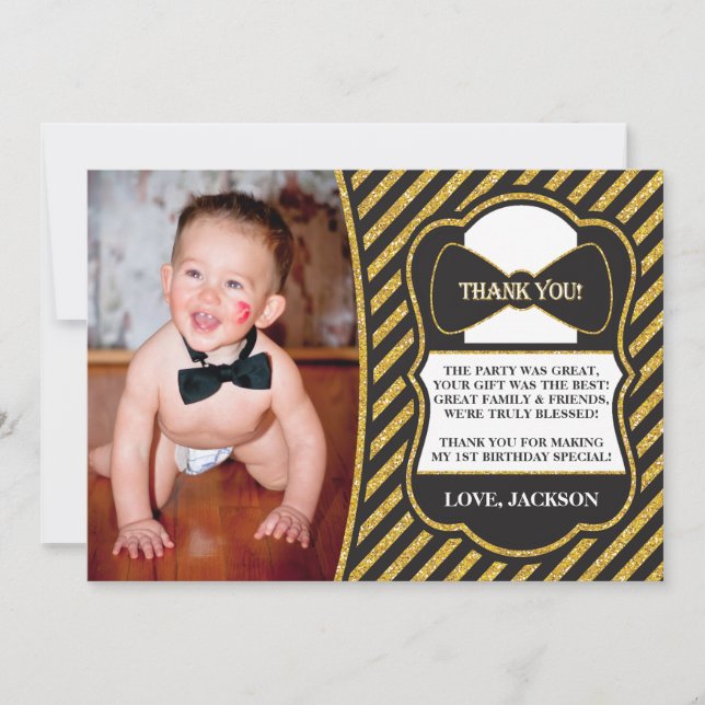 Mr. ONEderful Birthday Thank You Card (Front)