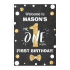 Mr Onederful Birthday Welcome Sign Boy Black Gold