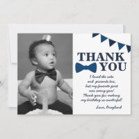 Mr Onederful Blue Thank You Card