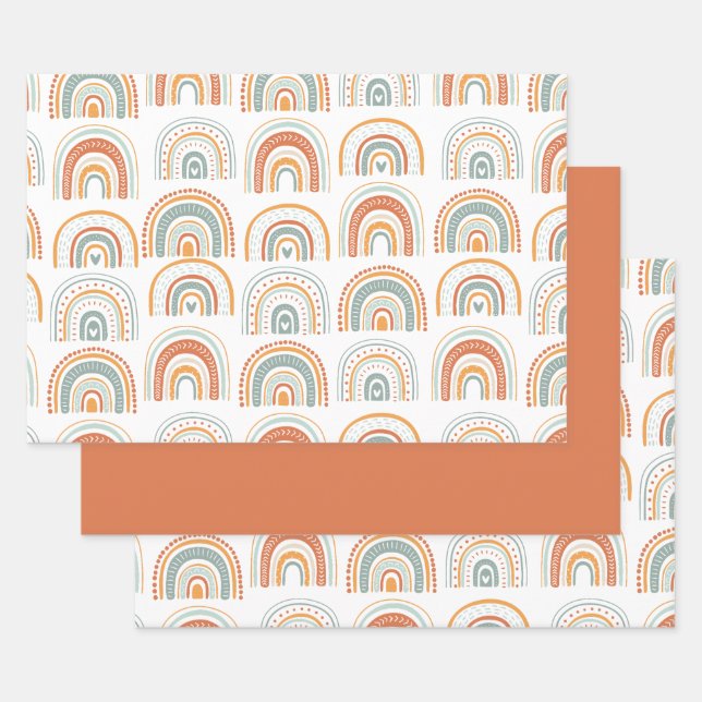 MR Onederful Boho Rainbow Birthday Wrapping Paper Sheet (Set)